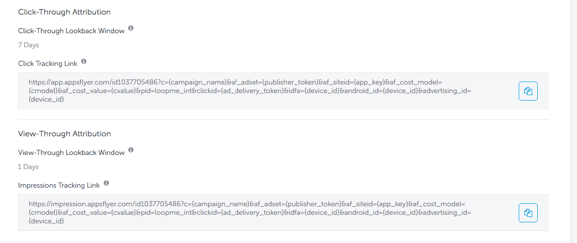 Appflyer Install and In-App Tracking Links